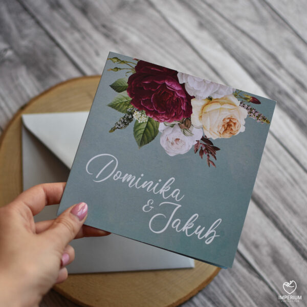 Daniella - Błękitne zaproszenia z różami