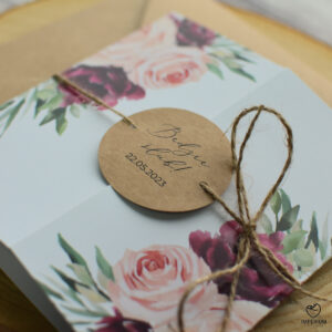 Elena - Przepiękne bordowe zaproszenia z motywem róż
