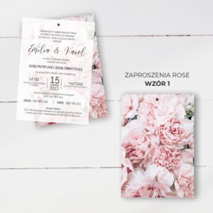 Rose - Zaproszenia z kwiatowym tłem i kalką w 21 wariantach do wyboru